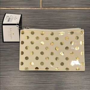 Kate Spade Cream and Gold Polka Dot Clutch